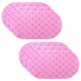 Kuber Industries Bath Mat | PVC Bathroom Mat | Shower Bath Mat | Floor Tub Mat | Bathroom Oval Mud Mat | Anti-Skid Shower Bathroom Mat | Q-01C |Pack of 6| Pink